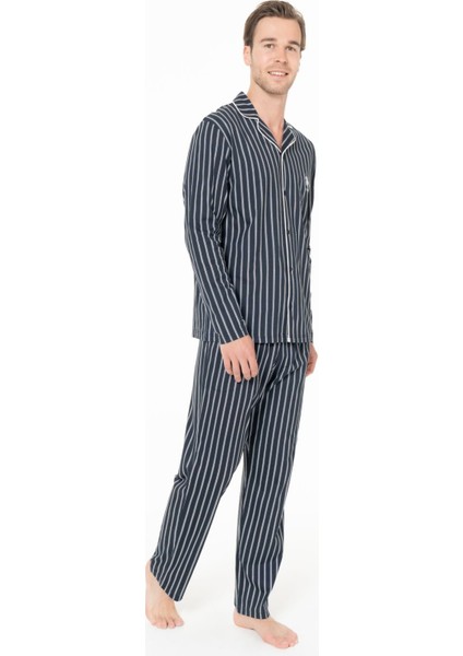Erkek Önden Düğmeli Uzun Kollu Pijama Takımı S26993 Cepli fiyatları
