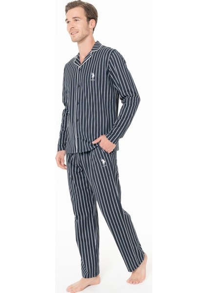 Erkek Önden Düğmeli Uzun Kollu Pijama Takımı S26993 Cepli modelleri