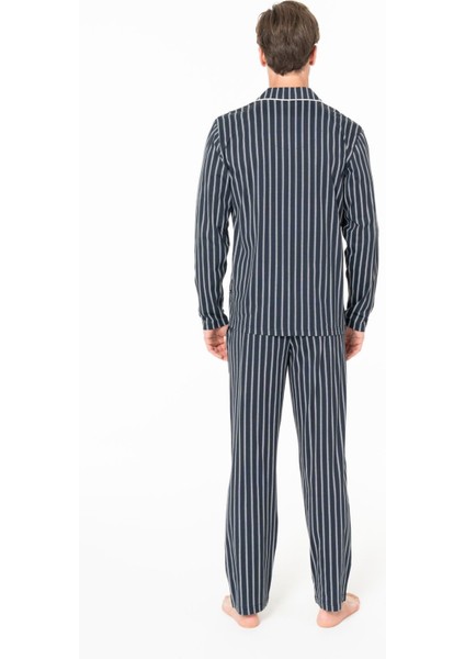 Erkek Önden Düğmeli Uzun Kollu Pijama Takımı S26993 Cepli fırsatları