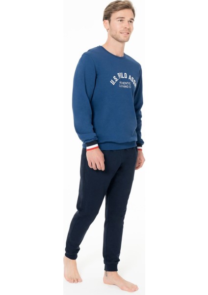 Erkek Bisiklet Yaka Uzun Kollu Pijama Takımı S26943 Bantlı Paça Rahat Kumaş Cepli fiyatları