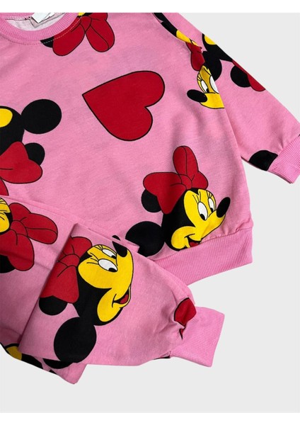 Kız Çocuk Pamuklu Pembe Kalp Desenli Uzun Kollu Mevsimlik Pijama Takımı fiyatları