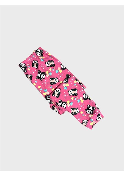 Kız Çocuk Pamuklu Pembe Panda Desenli Mevsimlik Uzun Kollu Pijama Takımı fırsatları