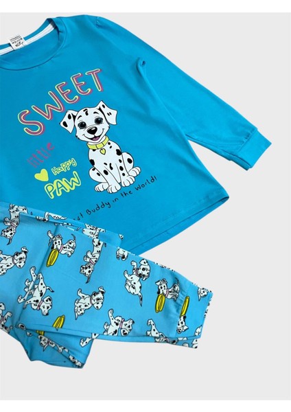 Erkek Çocuk Pamuklu Mavi Sevimli Köpek Desenli Mevsimlik Uzun Kollu Pijama Takımı fiyatları