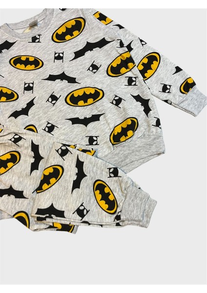 Erkek Çocuk Pamuklu Şardonlu Gri Uzun Kollu Kışlık Pijama Takımı fiyatları