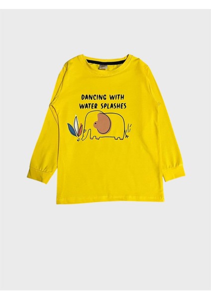 Erkek Çocuk Pamuklu Sarı Fil Desenli Mevsimlik Uzun Kollu Pijama Takımı fırsatları