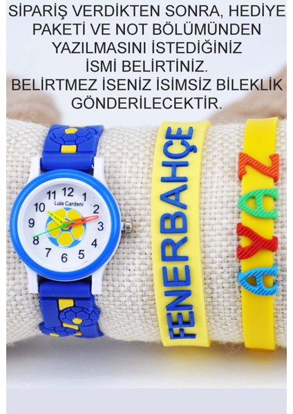 Sarı Lacivert Isme Özel Bileklik Fenerbahçe Yazılı Bileklikli Çocuk Taraftar Saati SU-1223 fiyatları