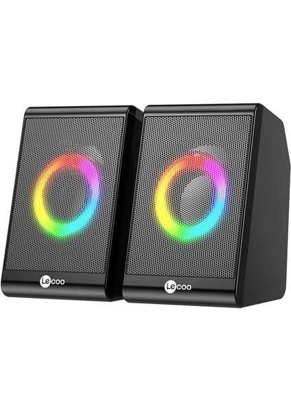 Lecoo DS100 Rgb Aydınlatmalı Kablolu Stereo Siyah 6 W Soundbar 1+1 Masaüstü Hoparlör