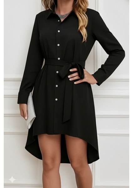 Kadın Uzun Kollu Ön Kısım Kısım Arka Kısım Uzun Trikoton Gömlek Elbise modelleri