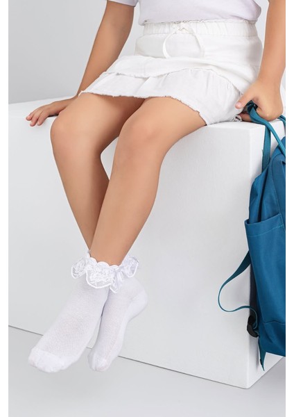 Kız Çocuk Çorap Soket 2 Çift Beyaz modelleri