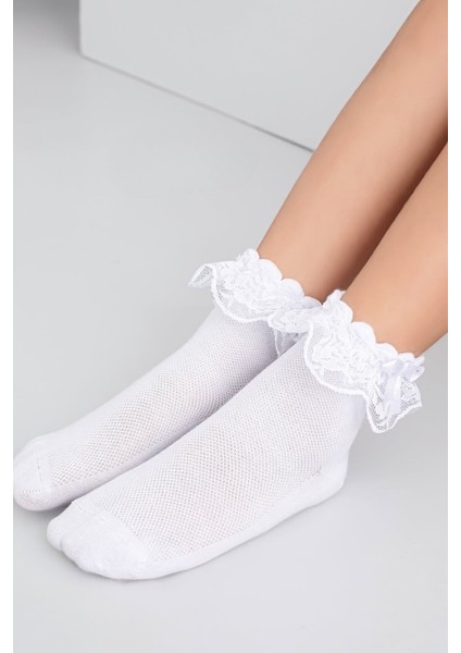 Kız Çocuk Çorap Soket 2 Çift Beyaz fırsatları