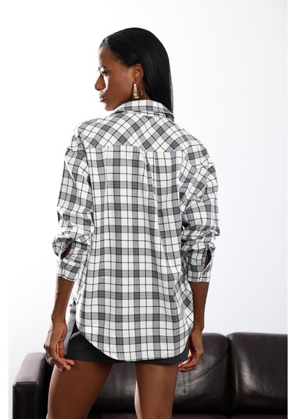 Gri Ekose Desenli Gömlek