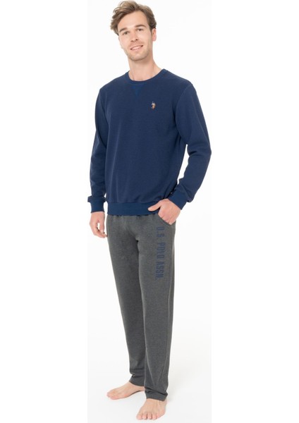 Erkek Bisiklet Yaka Uzun Kollu Pijama Takımı S26933 Rahat Kumaş Cepli fiyatları