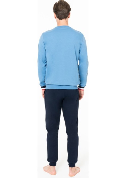 Erkek Bisiklet Yaka Uzun Kollu Pijama Takımı S26943 Bantlı Paça Rahat Kumaş Cepli fırsatları