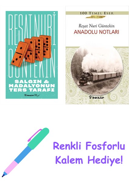 Reşat Nuri Güntekin 2 Kitap Seti + Fosforlu Kalem Hediye