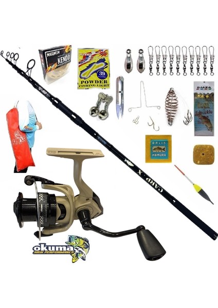 Okuma Outrax 6000 360CM 3,5lbs Oslo Cap-X Profesyonel Sazan Kıyı Olta Takımı Seti