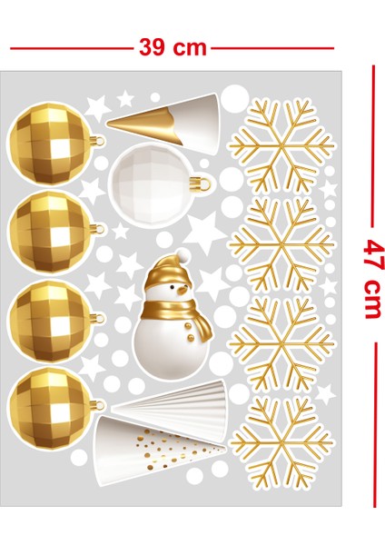 Gold Altın Rengi Balonlar Kar Taneleri Yılbaşı Vitrin Süslemeleri Sticker Yılbaşı Süsleri fiyatları