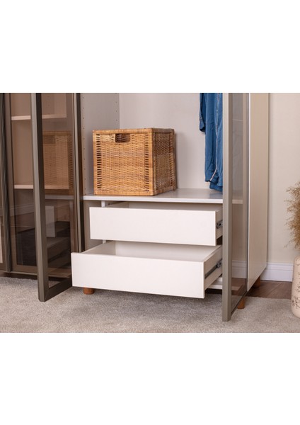 İtra 5 Kapaklı Gardırop – Krem Gövde, Cam Kapaklı indirimleri