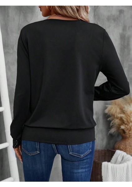 Kadın Uzun Kollu V Yakalı Içi Süprem Desenli Dışı Viskon Bluz fırsatları