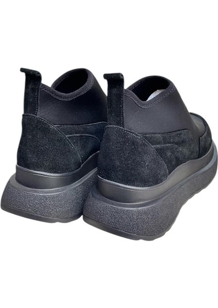 Siyah Hakiki Deri Süet Strech Yüzlü Bilekte Sneaker modelleri