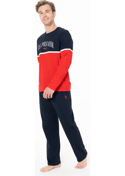 Erkek Bisiklet Yaka Uzun Kollu Pijama Takımı S26952 Rahat Kumaş Cepli fiyatları