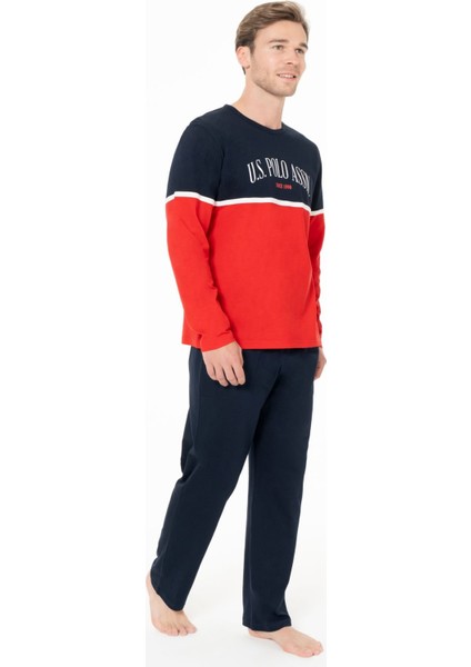 Erkek Bisiklet Yaka Uzun Kollu Pijama Takımı S26952 Rahat Kumaş Cepli modelleri