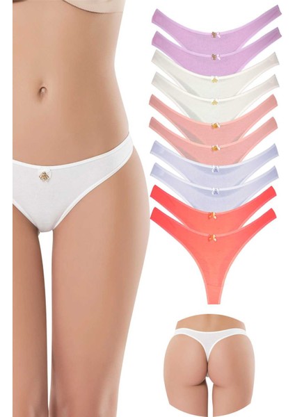 10 Adet Pamuklu Kadın Klasik Tanga Soft Renkler