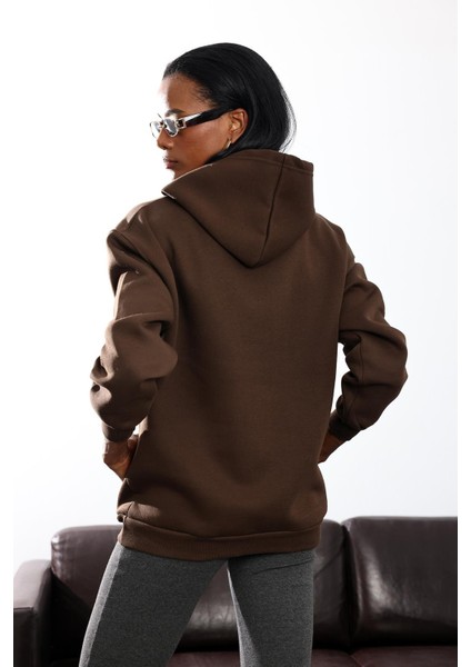Kahverengi Kapüşonlu Sweatshirt 4447