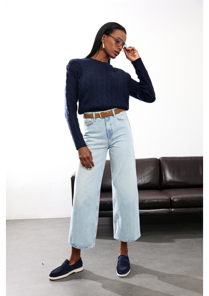Buz Mavi Yüksek Bel Wide Leg Jean modelleri