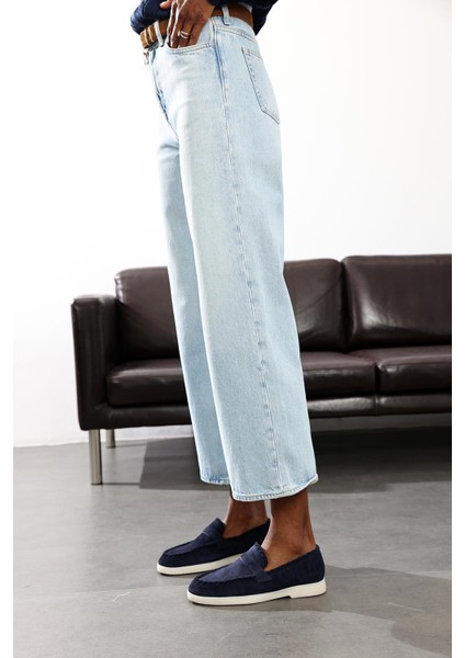 Buz Mavi Yüksek Bel Wide Leg Jean indirimleri