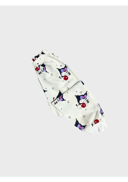 Kız Çocuk Pamuklu Beyaz Kuromi Desenli Uzun Kollu Mevsimlik Pijama Takımı fırsatları