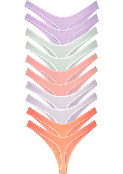 10 Adet Pamuklu Kadın Klasik Tanga Soft Renkler modelleri