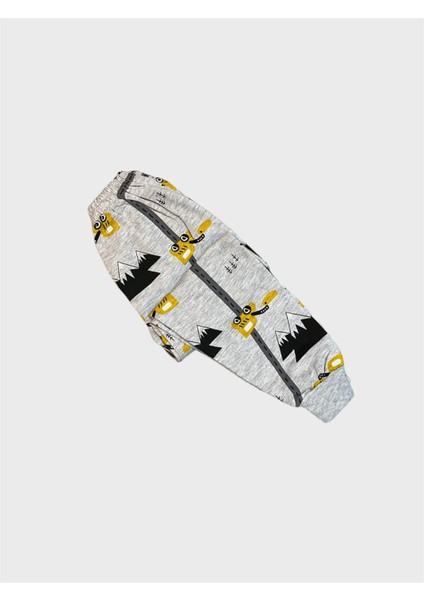 Erkek Çocuk Pamuklu Şardonlu Gri Yol Desenli Uzun Kollu Kışlık Pijama Takımı fırsatları