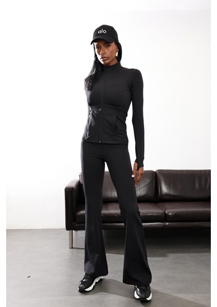 Siyah İspanyol Paça Tayt Pantolon 24135