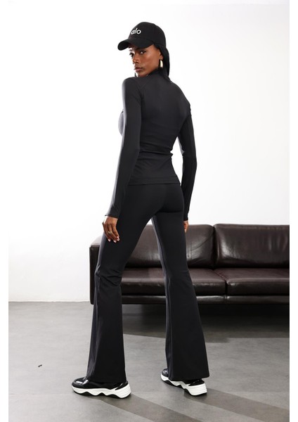 Siyah İspanyol Paça Tayt Pantolon 24135