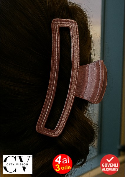 Simli Gül Kurusu Renk Eliptik Model Mandal Toka 11 cm - Şık ve Dayanıklı