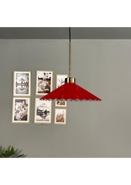 Avilla Kırmızı Metal Tekli Avize Ince Eskitme Başlık Rustik Mutfak Modern Sarkıt Aydınlatma