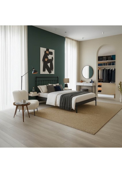 Odin-S Çift Kişilik Metal Karyola-Siyah (Ahşap Latalı)