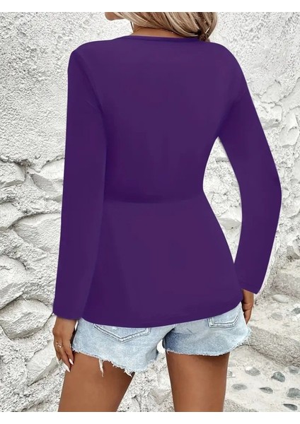 Kadın Uzun Kollu Dekolteli Sarmal Detaylı Viskon Bluz fiyatları