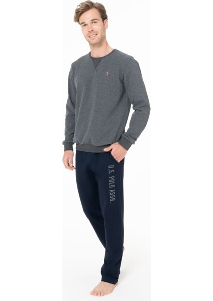 Erkek Bisiklet Yaka Uzun Kollu Pijama Takımı S26933 Rahat Kumaş Cepli fiyatları