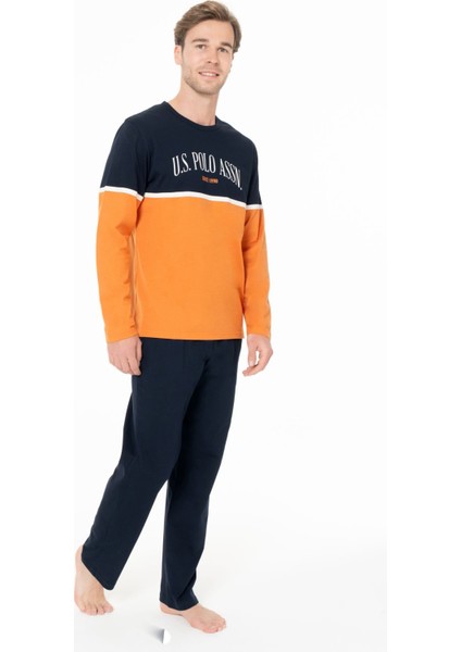 Erkek Bisiklet Yaka Uzun Kollu Pijama Takımı S26952 Rahat Kumaş Cepli modelleri