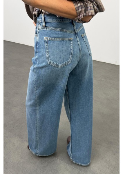 Mavi Yüksek Bel Wide Leg Jean fırsatları