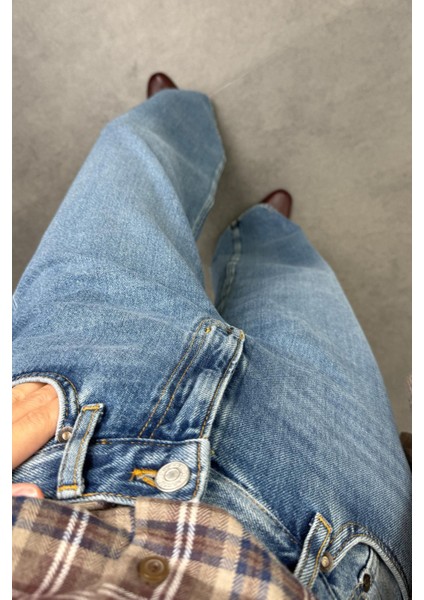 Mavi Yüksek Bel Wide Leg Jean indirimleri