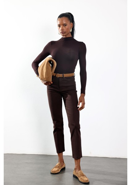 Acı Kahve Yüksek Bel Boyfit Jean