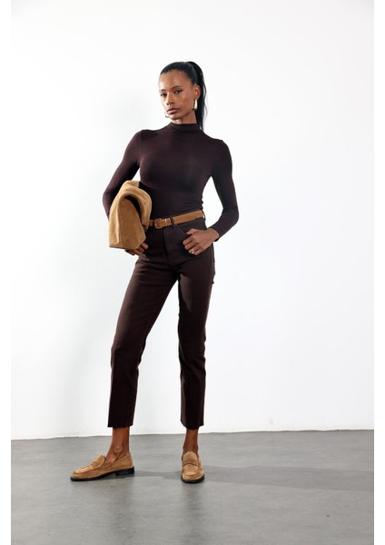 Acı Kahve Yüksek Bel Boyfit Jean fiyatları