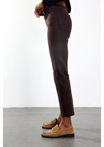 Acı Kahve Yüksek Bel Boyfit Jean fırsatları