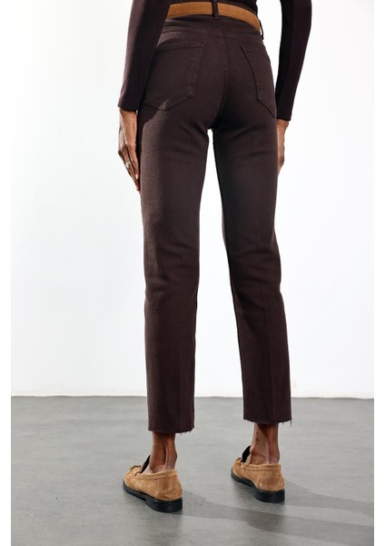 Acı Kahve Yüksek Bel Boyfit Jean