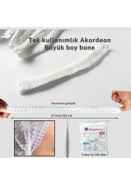 Tek Kullanımlık Bone-Ekstra Büyük Bone -Tela Bone 52X52 Cm-Bone 100'LÜ Paket fırsatları