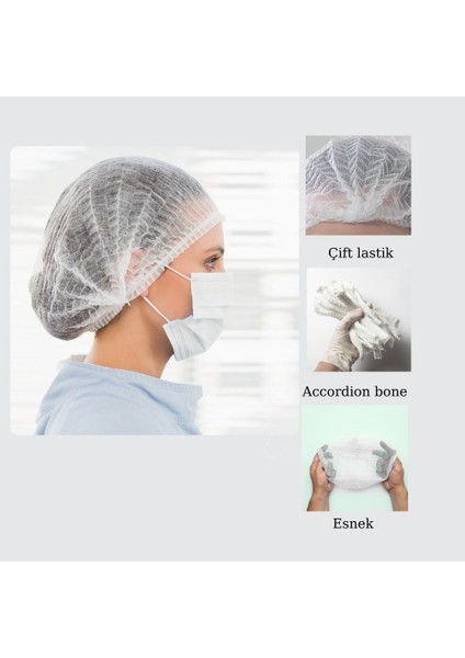 Tek Kullanımlık Bone-Ekstra Büyük Bone -Tela Bone 52X52 Cm-Bone 100'LÜ Paket indirimleri