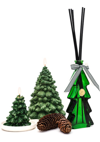 Yılbaşı Yeşil Çamağacı Cam Şişe Amber Wood Oda Kokusu