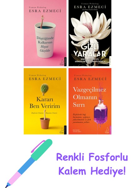 Esra Ezmeci 4 Kitap Seti + Fosforlu Kalem Hediye
